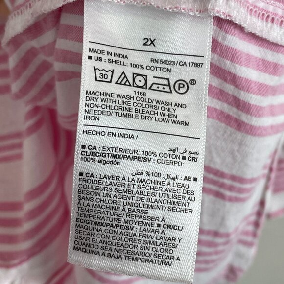 Old Navy Womens Plus 2X Boyfriend Shirt Pink White Striped Button Up Oversized - Picture 5 of 9